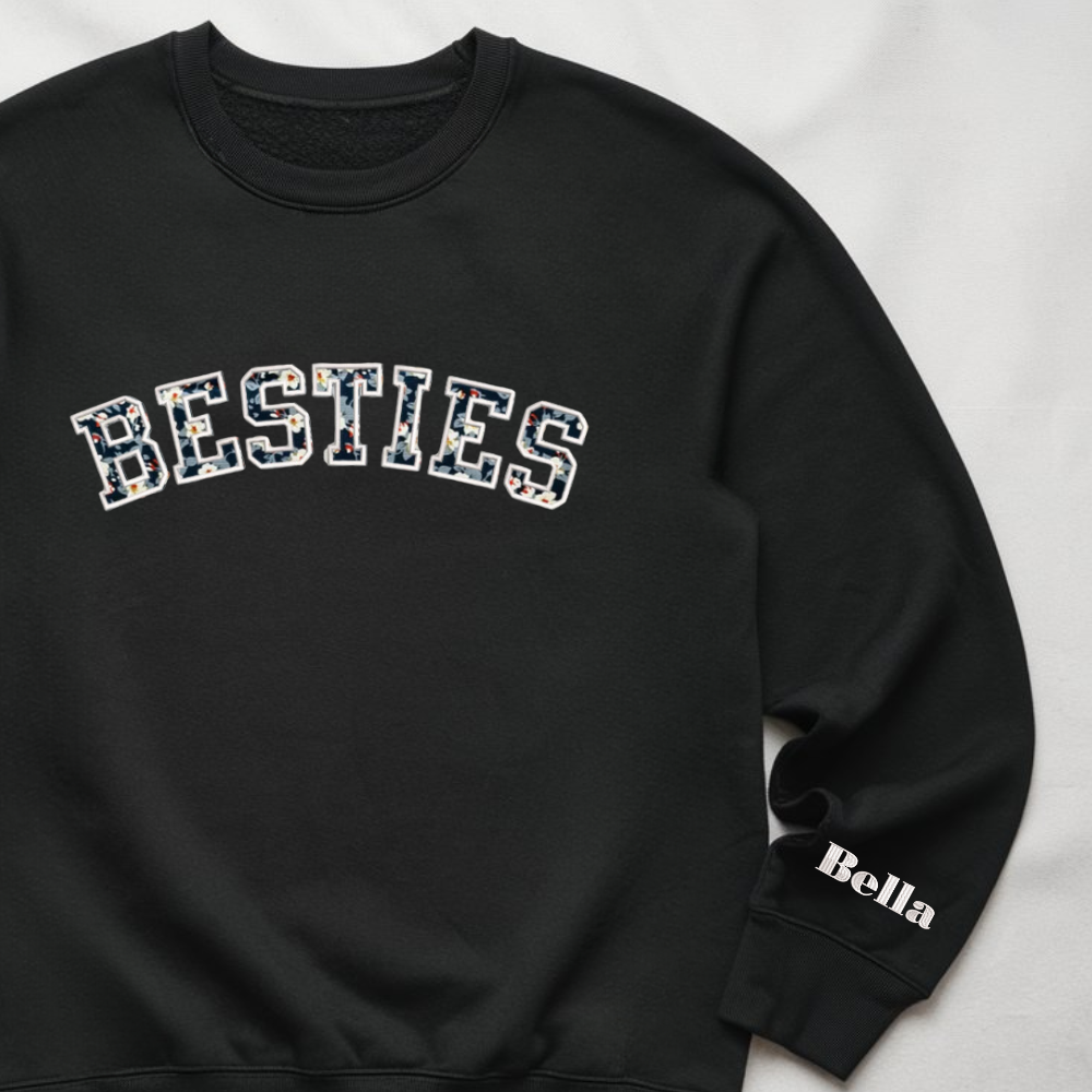 Matching Besties Applique Embroidered Sweatshirt, Custom Dog Lover Dog Mom Gift