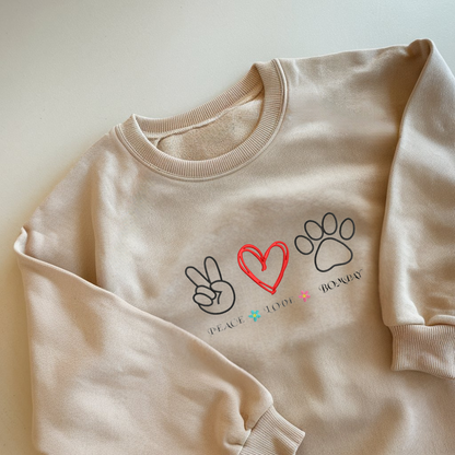 Peace Love Dog Embroidered Matching Sweatshirt, Dog Dad Dog Mom Gift