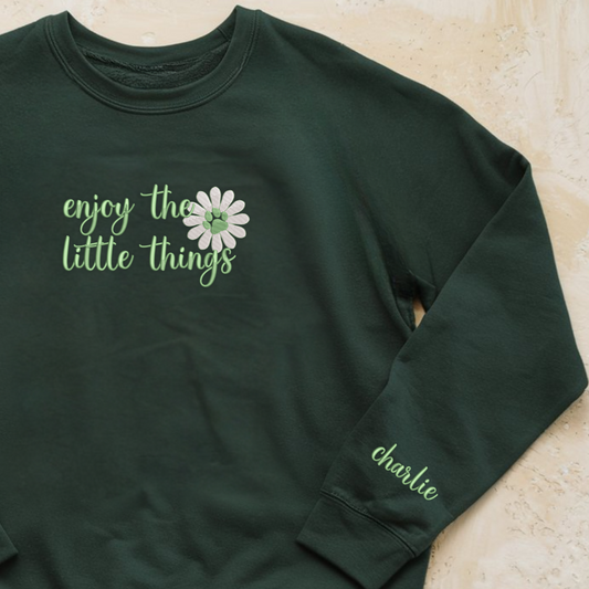 Enjoy the Little Things Embroidered Matching Sweatshirt, Possitive Dog Mom Dog Dad Gift