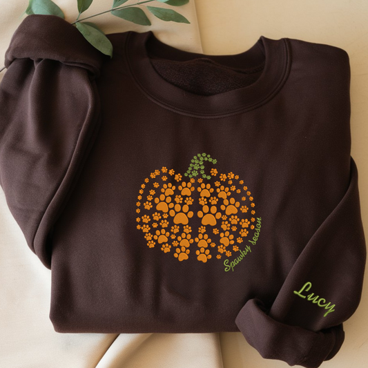 Halloween Pumpkin Paw Custom Embroidered Matching Shirt, Spooky Dog Mom Gift