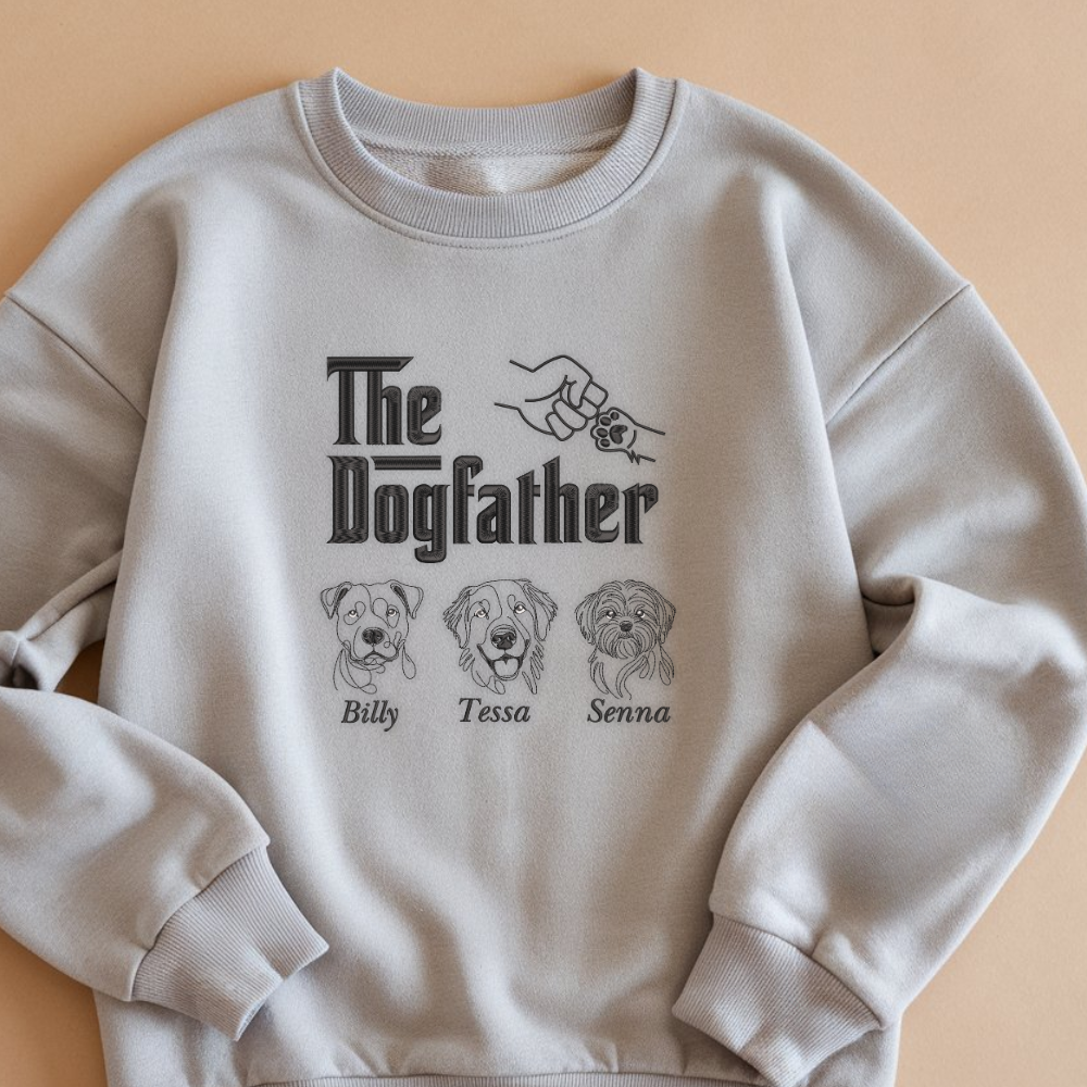 The Dog Father, Dog Mother Custom Embroidered Matching Sweatshirt, Dog Mom Dog Dad Gift