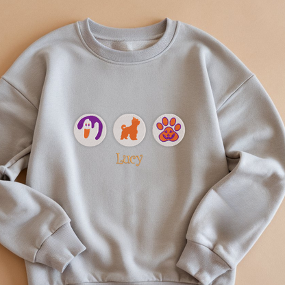 Custom Halloween Dog Silhouette Embroidered Matching Sweatshirt, Dog Mom Gift