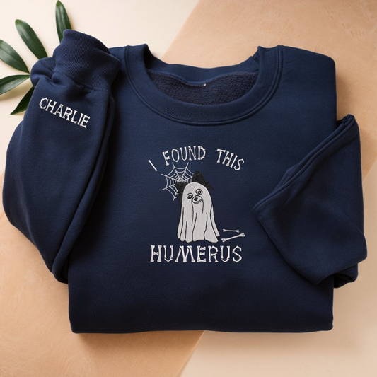 I Found This Humerus Ghost Dog Custom Embroidered Matching Shirt, Halloween Gift