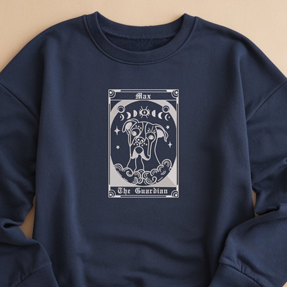 The Guardian Custom Dog Line Art Tarot Card Embroidered Matching Sweatshirt