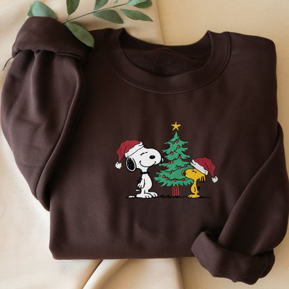 Dog Christmas Embroidered Sweatshirt, Cartoon Sweatshirt, Christmas Holiday Hoodie, Christmas Gift, Christmas Crewneck