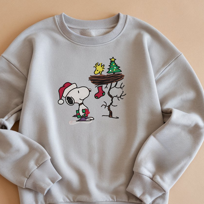 Embroidered Matching Christmas Sweatshirt, Cute Dog Festive Sweatshirts, Merry Christmas Pullover