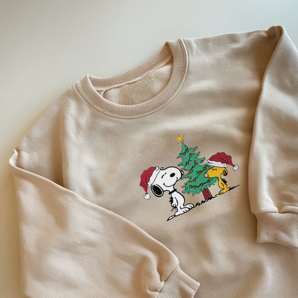 Dog Christmas Embroidered Sweatshirt, Cartoon Sweatshirt, Christmas Holiday Hoodie, Christmas Gift, Christmas Crewneck