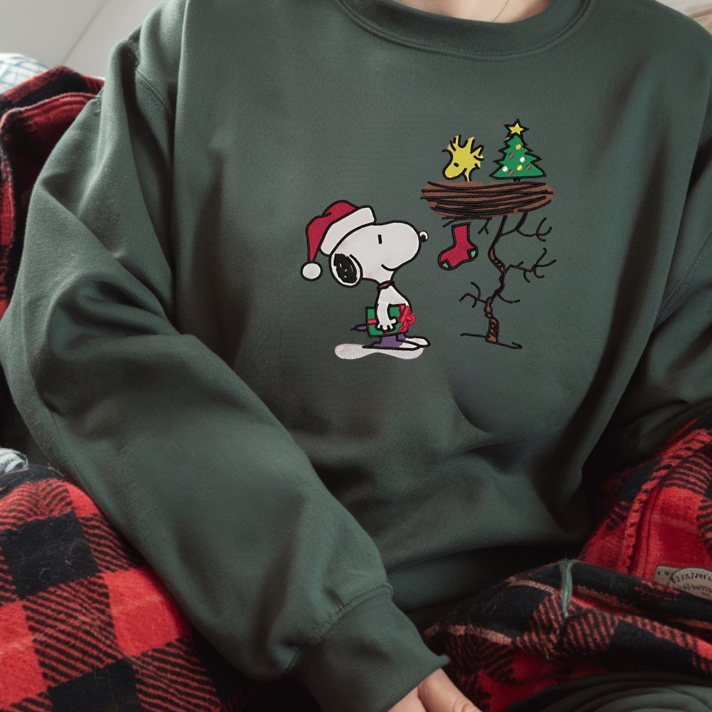 Embroidered Matching Christmas Sweatshirt, Cute Dog Festive Sweatshirts, Merry Christmas Pullover