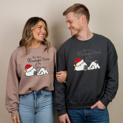 Embroidered Cartoon Christmas Sweatshirt, Cute Dog Festive Sweatshirts, Merry Christmas Pullover