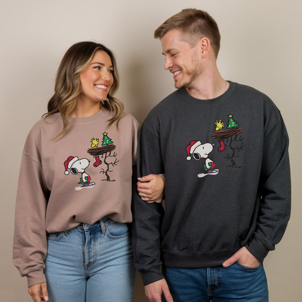 Embroidered Matching Christmas Sweatshirt, Cute Dog Festive Sweatshirts, Merry Christmas Pullover