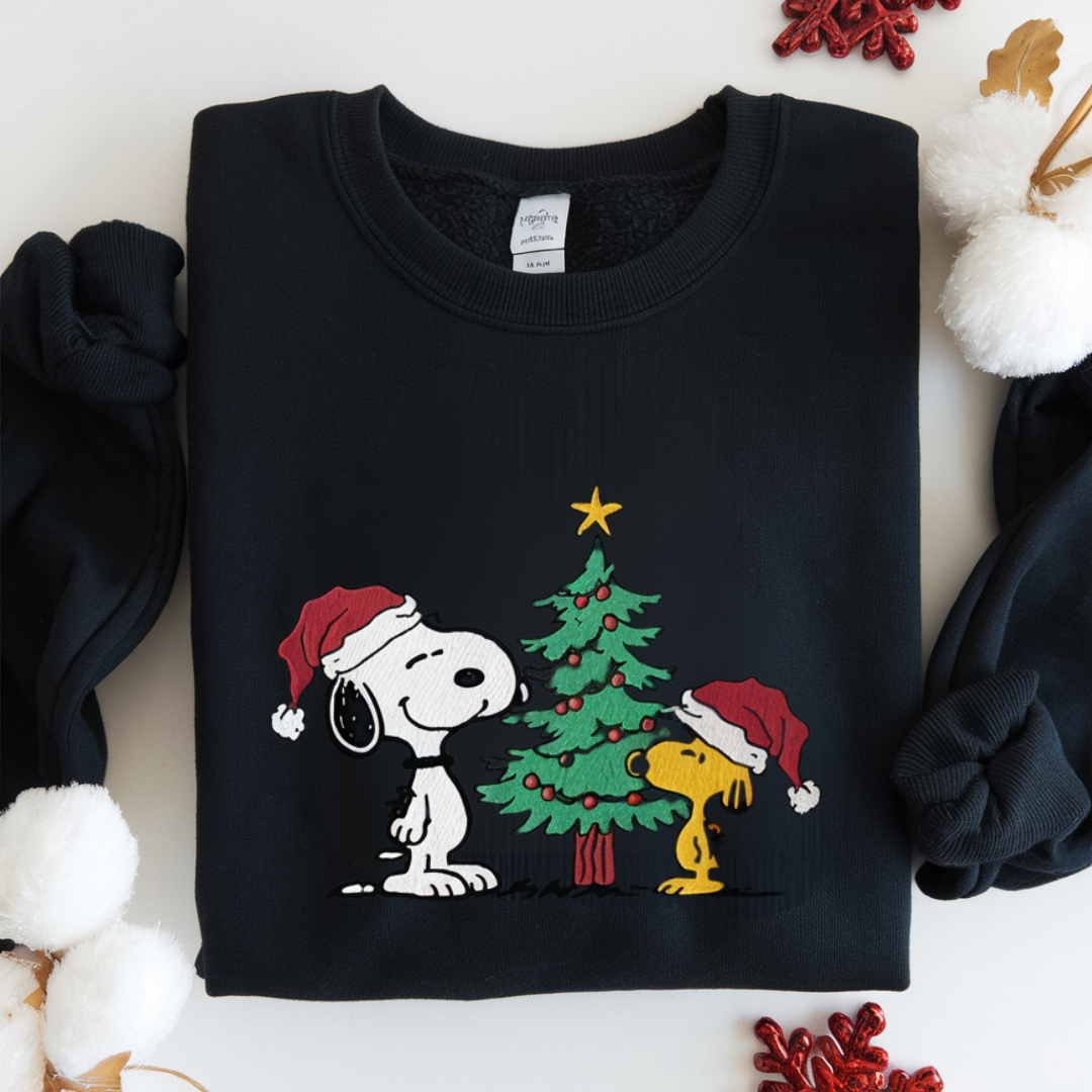 Dog Christmas Embroidered Sweatshirt, Cartoon Sweatshirt, Christmas Holiday Hoodie, Christmas Gift, Christmas Crewneck