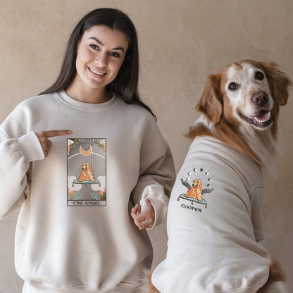 The Angel Tarot Card, Custom Dog Gothic Embroidered Matching Sweatshirt