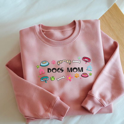 Custom Dog Mama Dog Mom Embroidery Matching Sweatshirt, Dog Lover Gift