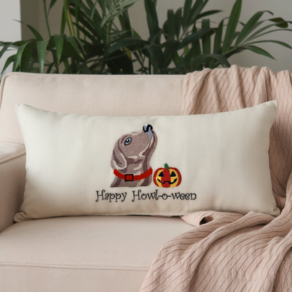 Halloween Custom Dog Name Embroidered Pillow, Punch Needle