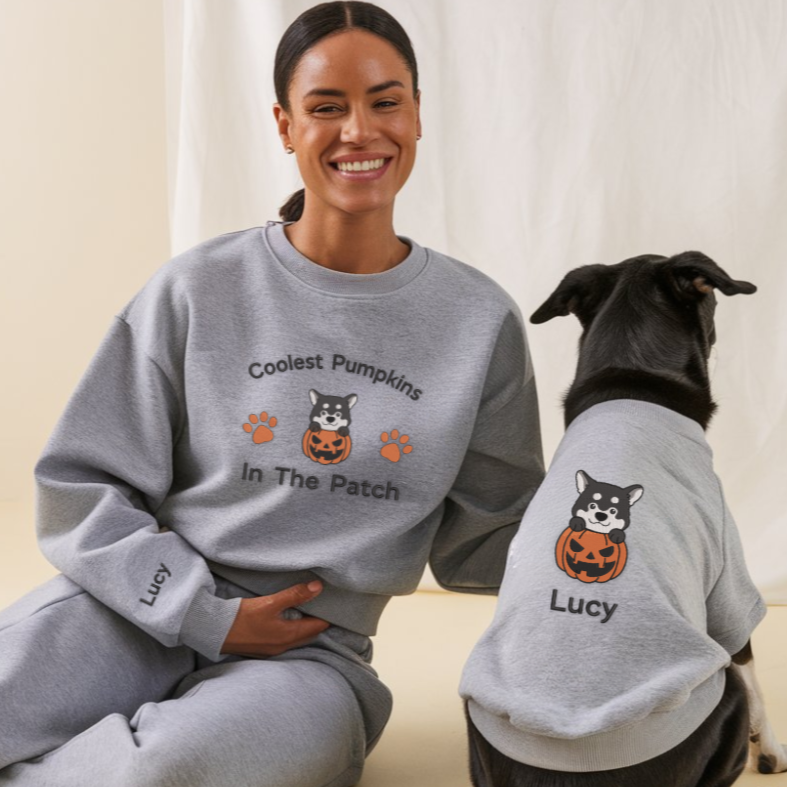 Coolest Pumpkins In The Patch Embroidery Matching Shirts, Dog Mom Halloween Gift