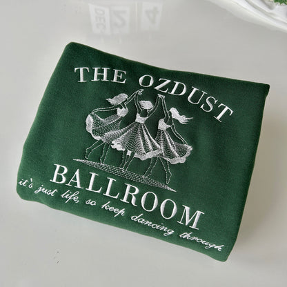 The Ozdust Ballroom Wicked Embroidered Sweatshirt, Dancing Through Life Elphaba, Glinda, Wizard of Oz, Cotton, Recycled Polyester Blends