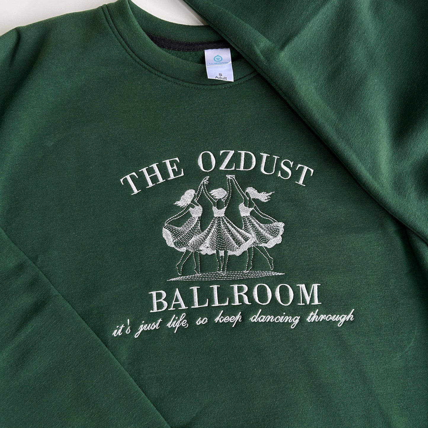 The Ozdust Ballroom Wicked Embroidered Sweatshirt, Dancing Through Life Elphaba, Glinda, Wizard of Oz, Cotton, Recycled Polyester Blends