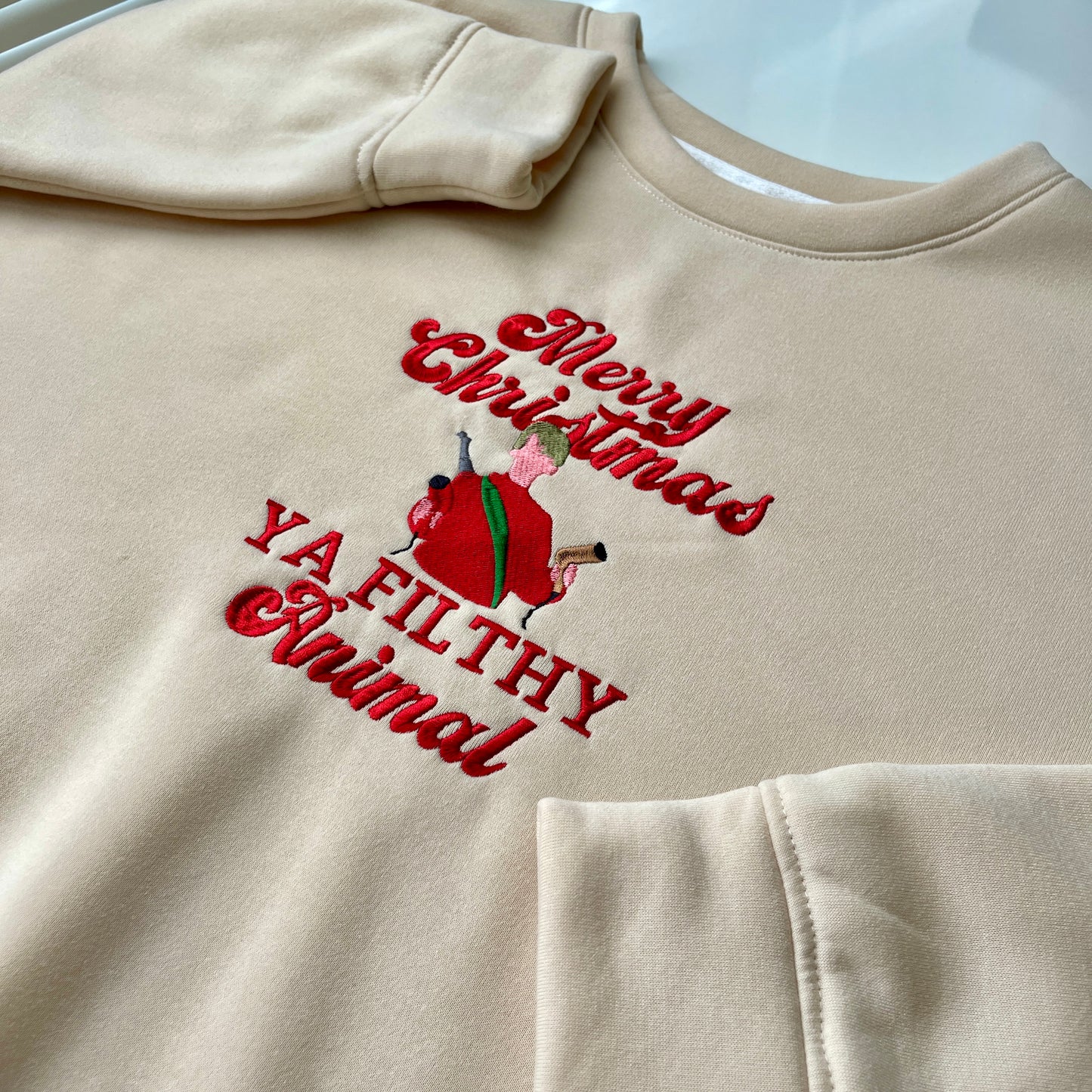 Merry Christmas Ya Filthy Animal Embroidered Sweatshirt, Home Alone Sweatshirt, Funny Sweatshirt, McCalliste Cotton