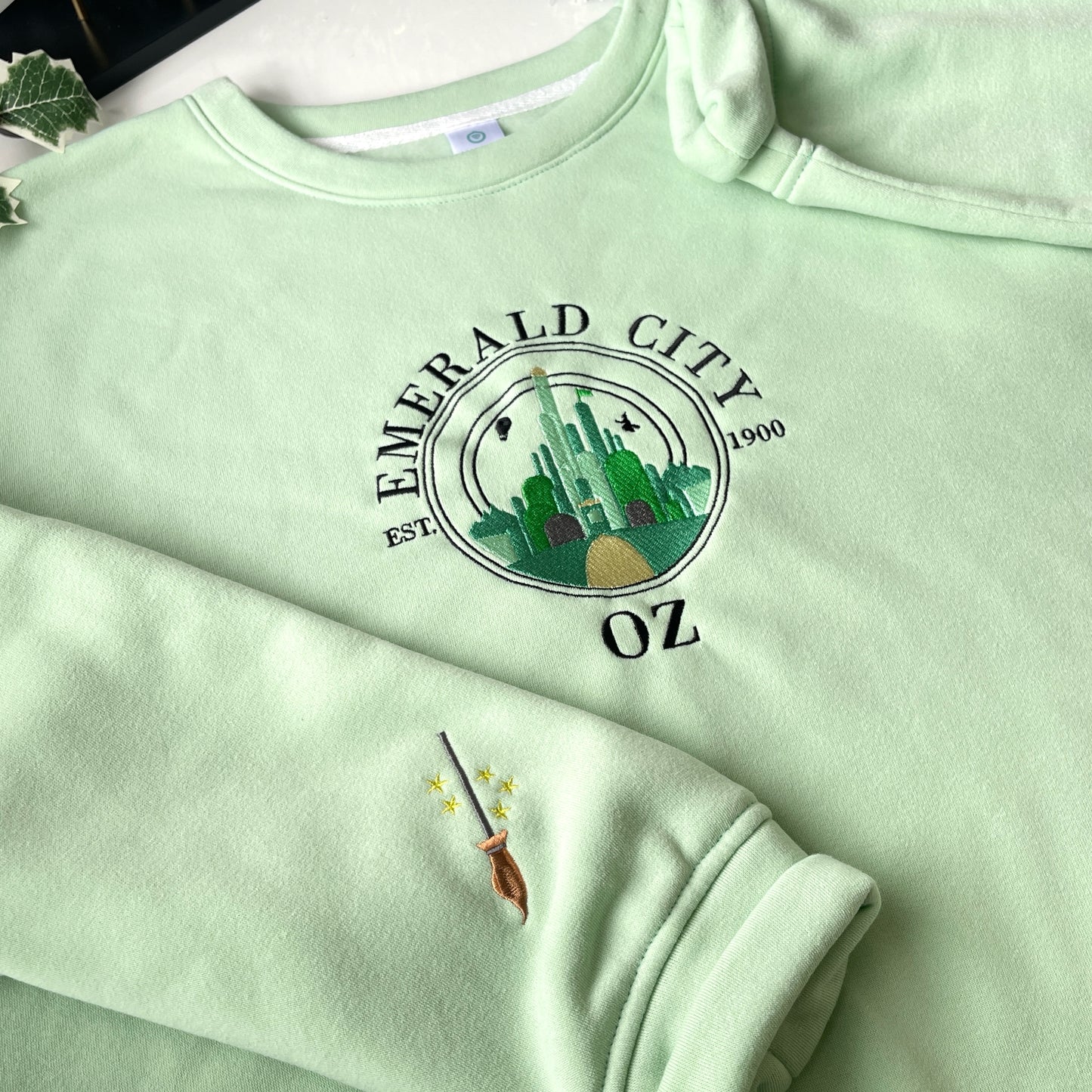 Wizard of Oz Shirt, Embroidered Emerald City Oz Sweatshirt, Elphaba, Glinda, Broadway Musical Theater Gift Elphaba and Glinda Crewneck Hoodie, Wizard of Oz Gift, Defy Gravity Shirt