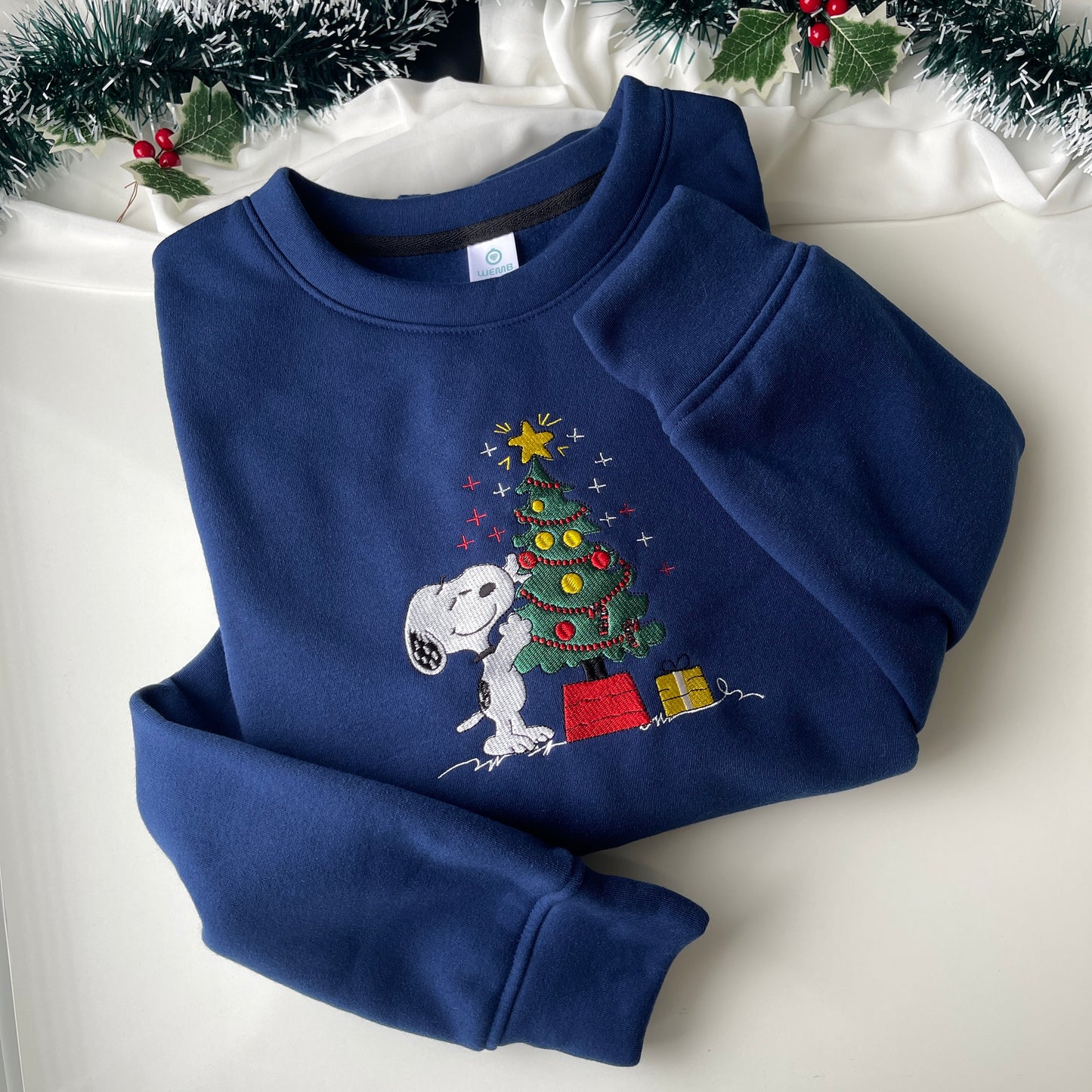 Dog Chistmas Embroidered Sweatshirt, Cute Dog Sweatshirt, Christmas Sweatshirt,Christmas Holiday Sweaters, Christmas Gift,Christmas Crewneck