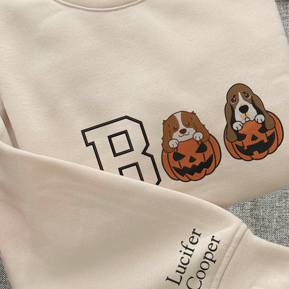 Boo Pumpkin Custom Dog Embroidered Matching Shirt, Dog Mom Halloween Gift