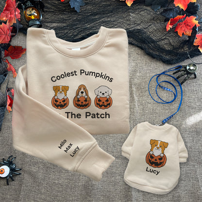 Coolest Pumpkins In The Patch Embroidery Matching Shirts, Dog Mom Halloween Gift