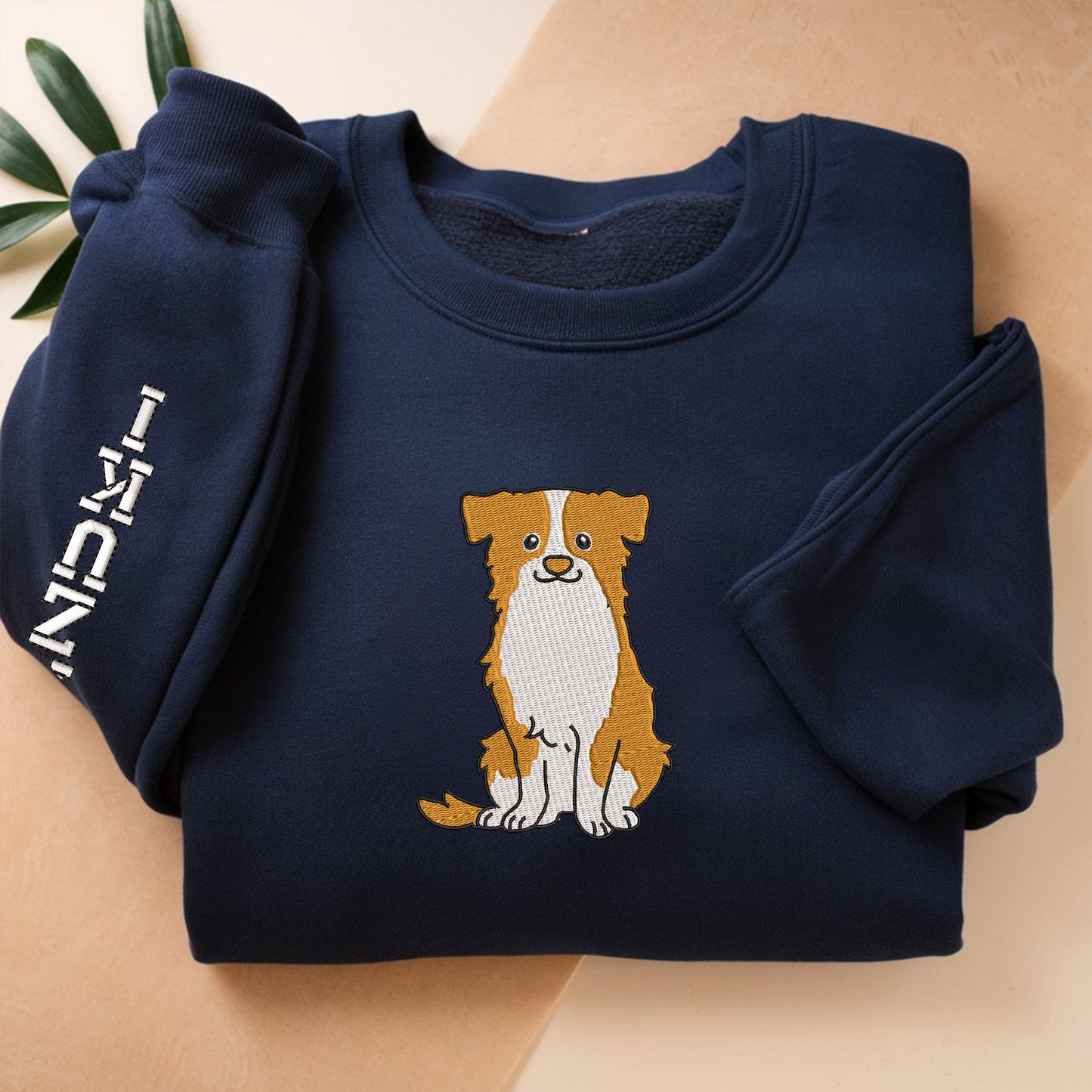 Personalized Dog Portrait Sweatshirt, Custom Embroidered Pet Face Sweater with Name on Sleeve, Unique Pet Lover Gift