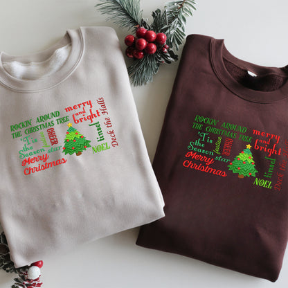 Embroidery Classic Quotes Christmas Sweatshirt, Christmas Embroidery, Festive, Winter Comfy Sweatshirt