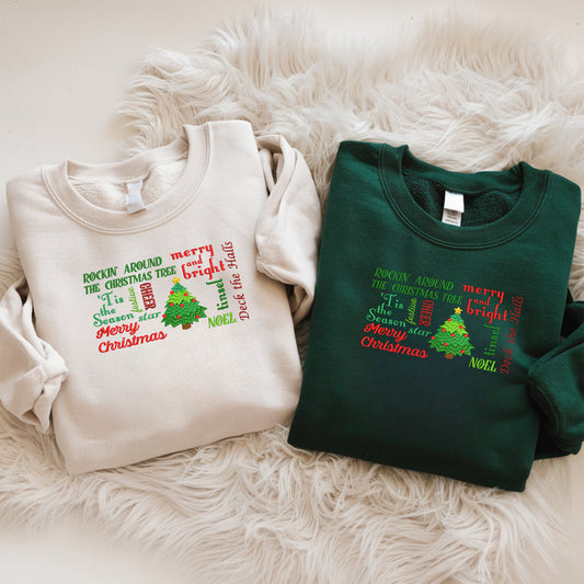 Embroidery Classic Quotes Christmas Sweatshirt, Christmas Embroidery, Festive, Winter Comfy Sweatshirt