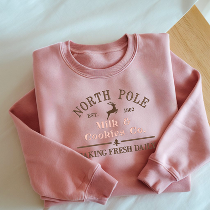 North Pole Cookie Co Embroidered Sweatshirt - Christmas Sweatshirt with Gingerbread Design