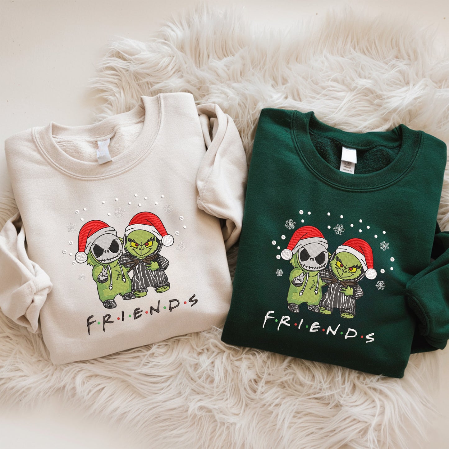 Embroidery Christmas Sweatshirt with Fun Characters Design for Men and Women, Festive Sweatshirt Christmas