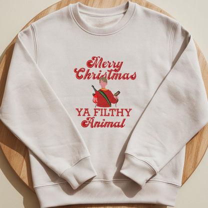 Merry Christmas Ya Filthy Animal Embroidered Sweatshirt, Home Alone Sweatshirt, Funny Sweatshirt, McCalliste Cotton