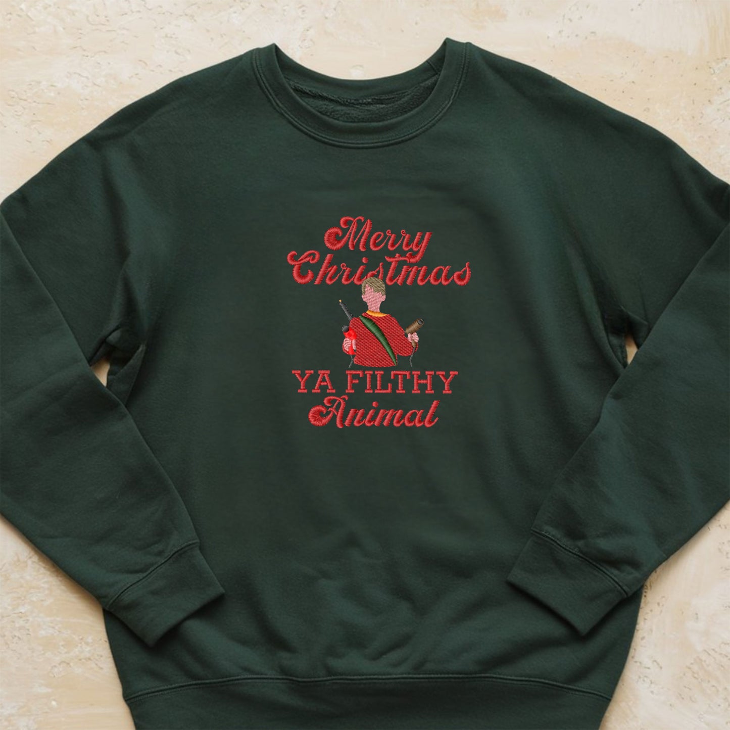 Merry Christmas Ya Filthy Animal Embroidered Sweatshirt, Home Alone Sweatshirt, Funny Sweatshirt, McCalliste Cotton