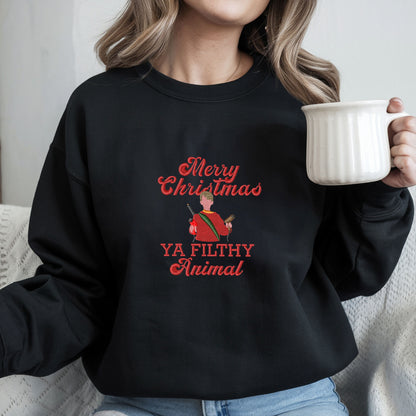 Merry Christmas Ya Filthy Animal Embroidered Sweatshirt, Home Alone Sweatshirt, Funny Sweatshirt, McCalliste Cotton