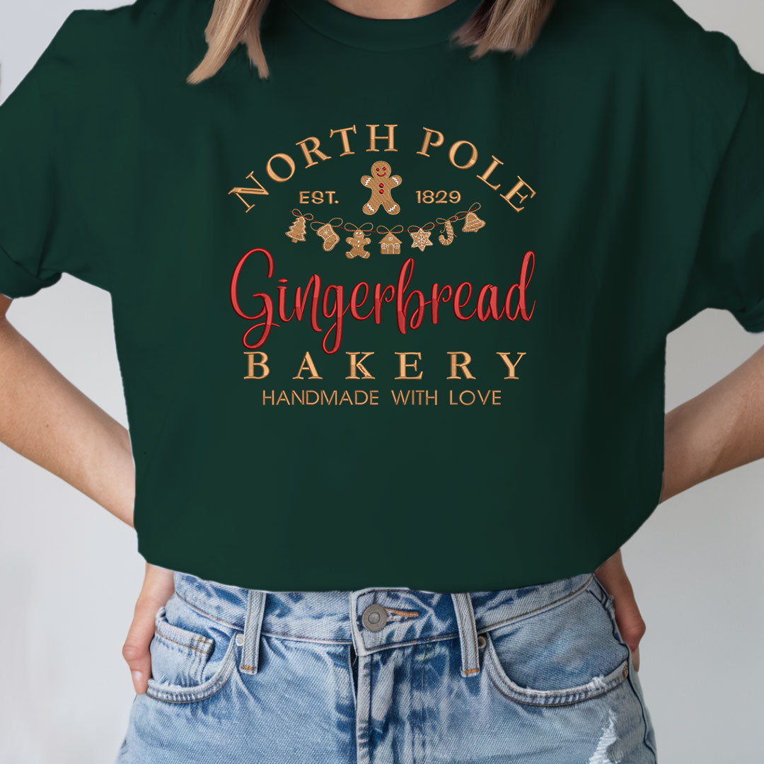 Cute Funny Gingerbread Bakery Embroidery Sweatshirt, Vintage Christmas Embroidered Sweatshirt