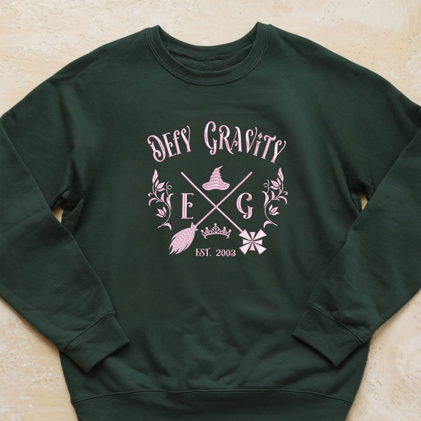 Embroidery Wicked Musical Elphaba and Glinda Sweatshirt, Defy Gravity Quote Top Wicked Movie