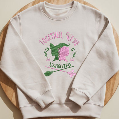 Wicked Embroidered Sweatshirt, Elphaba Embroidered Sweatshirt, Defying Gravity Embroidered Sweatshirt Hoodie.