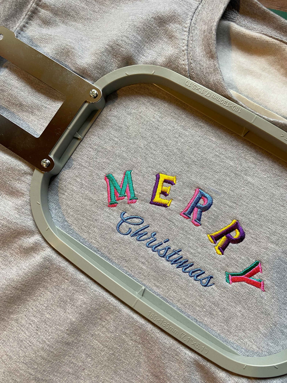 Merry Christmas Ribbon Side Bow Embroidered Sweatshirt, Festive Colorful Winter Style with Decorative Ribbon Bows