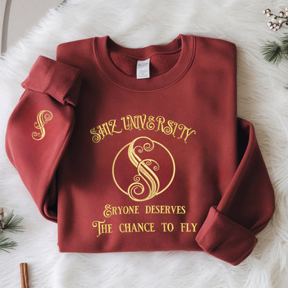 Shiz University Embroidered Sweatshirt, Defy Gravity Hoodie, Witches of Oz Sweatshirt, Witch Pink & Green, Alumni Sweatshirt, Magic Wand Broomstick