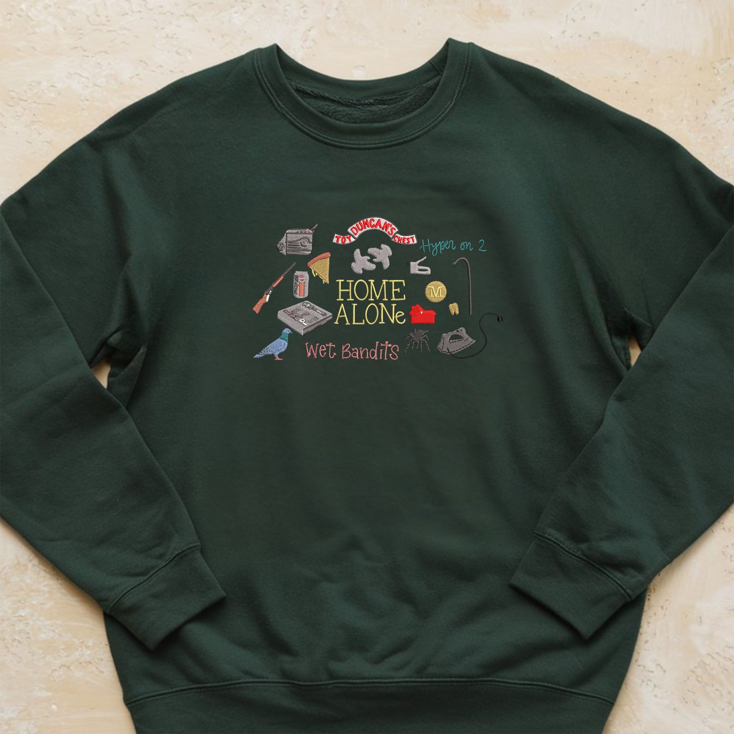 Home Alone Embroidered Retro 90s Christmas movie crewneck sweatshirt, Home Alone inspired