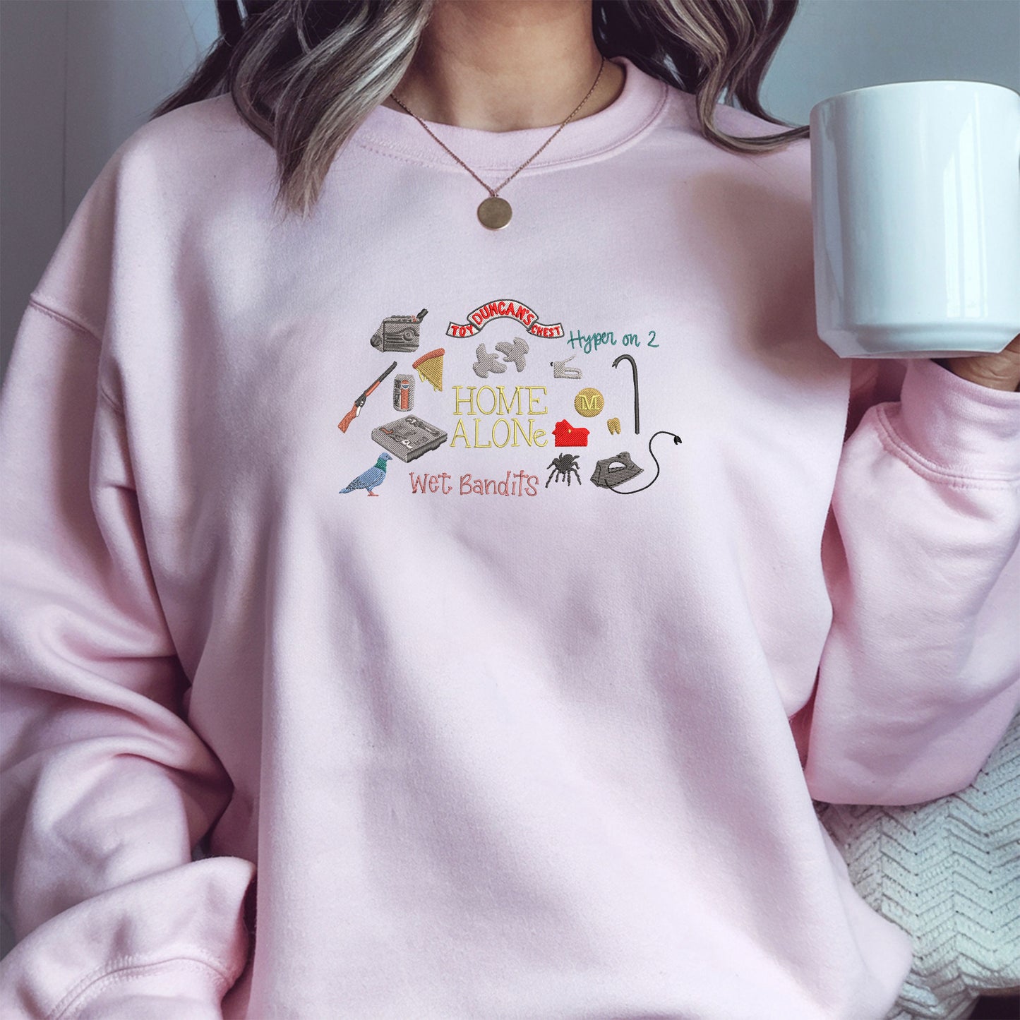 Home Alone Embroidered Retro 90s Christmas movie crewneck sweatshirt, Home Alone inspired