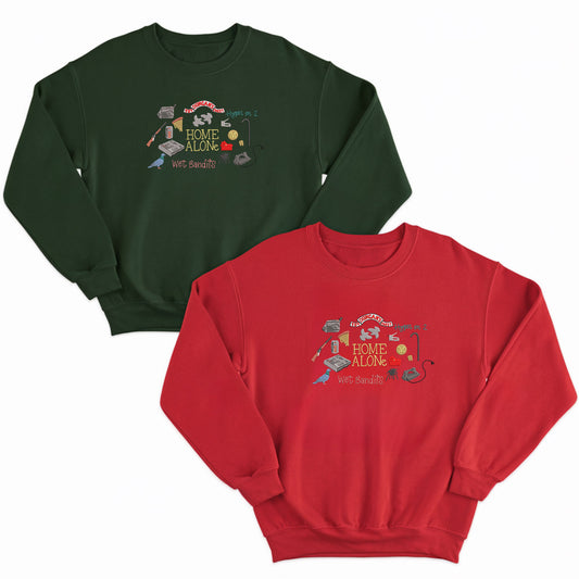 Home Alone Embroidered Retro 90s Christmas movie crewneck sweatshirt, Home Alone inspired, Christmas sweatshirt