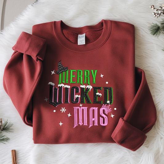 Merry Wicked Mas Embroidered Sweatshirt, Elphaba and Glinda Crewneck Hoodie, Wizard of Oz Gift, Defy Gravity Shirt