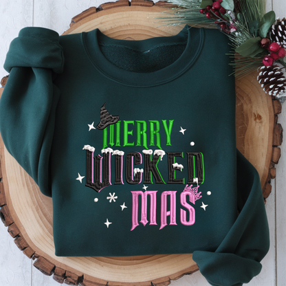 Merry Wicked Mas Embroidered Sweatshirt, Elphaba and Glinda Crewneck Hoodie, Wizard of Oz Gift, Defy Gravity Shirt