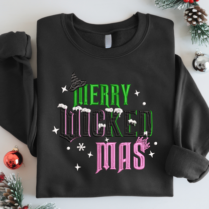 Merry Wicked Mas Embroidered Sweatshirt, Elphaba and Glinda Crewneck Hoodie, Wizard of Oz Gift, Defy Gravity Shirt