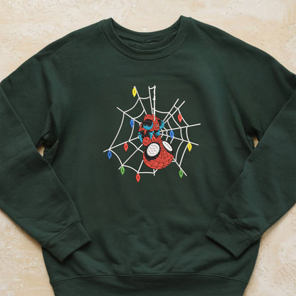 Spiderman Embroidered Christmas Sweatshirt, Festive Holiday Wear, Special Christmas Gift, Snoopy Cozy Seasonal Apparel