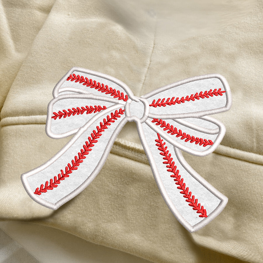 Baseball Christmas Tree Side Bow Embroidered Sweatshirt, Christmas Tree Baseball Shirt, Sports Girly Bow, Christmas Bow Sweatshirt