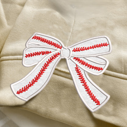 Baseball Christmas Tree Side Bow Embroidered Sweatshirt, Christmas Tree Baseball Shirt, Sports Girly Bow, Christmas Bow Sweatshirt