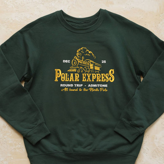 Polar Express Embroidered Sweatshirt, Xmas Crewneck Sweater, Christmas Holiday Sweater, Vintage Christmas Sweatshirt, Xmas Gift