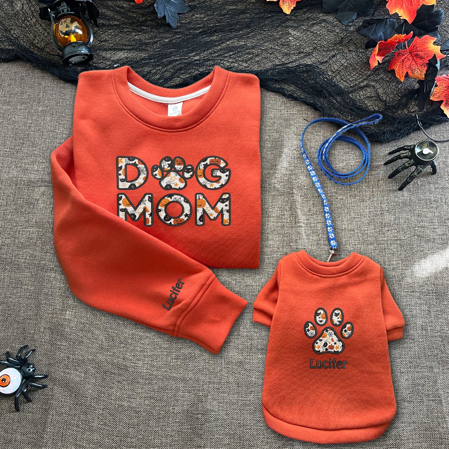 Applique Embroidered Dog Mom Matching Sweatshirt, Custom Dog Mama Gift